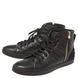Pre Owned Louis Vuitton Black  Monogram Empreinte Leather Punchy High Top Sneaker Size 38.5