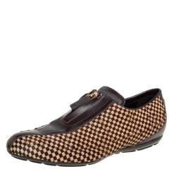 Louis Vuitton Brown Leather Pony Hair Slip On Sneaker Size 40.5