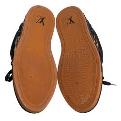 مملوكة مسبقًا Louis Vuitton Black Suede And Leopard Print Calf Hair Low Top Sneakers Size 38.5