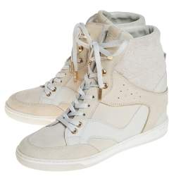 مملوكة مسبقًا حذاء رياضي لوي فيتون جلد أبيض وسويدي مونوغرامي ميلينيوم مقاس 36.5