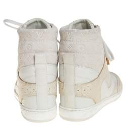 مملوكة مسبقًا حذاء رياضي لوي فيتون جلد أبيض وسويدي مونوغرامي ميلينيوم مقاس 36.5