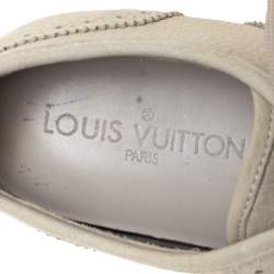 Pre Owned Louis Vuitton Off White Nubuck Leather Lace Up Brogue Sneakers Size 37
