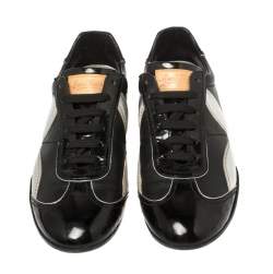 مملوكة مسبقًا Louis Vuitton Black/Silver Patent Leather And Leather Low Top Lace Up Sneakers Size 39