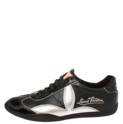 مملوكة مسبقًا Louis Vuitton Black/Silver Patent Leather And Leather Low Top Lace Up Sneakers Size 39