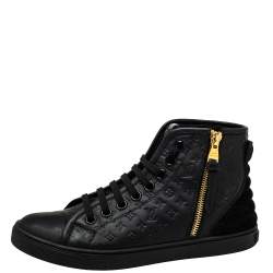مملوكة مسبقًا Louis Vuitton Black Monogram Embossed Leather Punchy High Top Sneakers Size 35.5