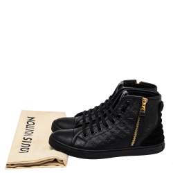 مملوكة مسبقًا Louis Vuitton Black Monogram Embossed Leather Punchy High Top Sneakers Size 35.5