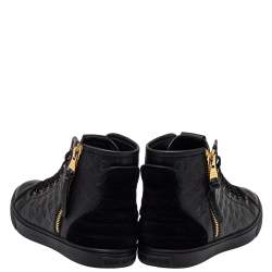 مملوكة مسبقًا Louis Vuitton Black Monogram Embossed Leather Punchy High Top Sneakers Size 35.5