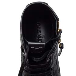مملوكة مسبقًا Louis Vuitton Black Monogram Embossed Leather Punchy High Top Sneakers Size 35.5