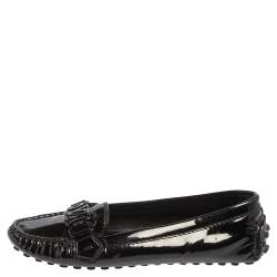 Pre Owned حذاء لوفرز لوي فيتون سليب أون جلد لامع أسود مقاس 35