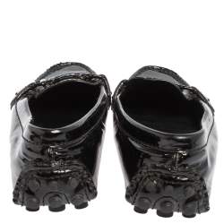 Pre Owned حذاء لوفرز لوي فيتون سليب أون جلد لامع أسود مقاس 35