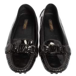 Pre Owned حذاء لوفرز لوي فيتون سليب أون جلد لامع أسود مقاس 35