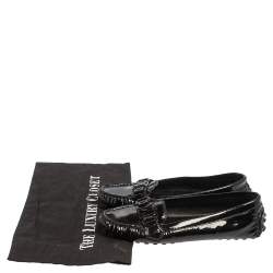 Pre Owned حذاء لوفرز لوي فيتون سليب أون جلد لامع أسود مقاس 35