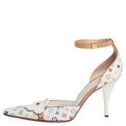 مملوكة مسبقًا Louis Vuitton White Canvas Multicolore Monogram Sandals Size 38.5