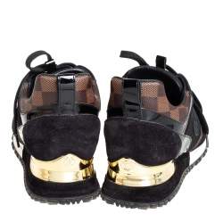 مملوكة مسبقًا Louis Vuitton Black/Brown Monogram Canvas And Suede Run Away Line Sneakers Size 35.5