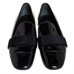 Pre Owned Louis Vuitton Black Patent Leather Smoking Slippers Size 37