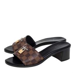 مملوكة مسبقًا Louis Vuitton Damier Ebene Canvas Lock It Slide Sandals Size 40