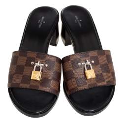 مملوكة مسبقًا Louis Vuitton Damier Ebene Canvas Lock It Slide Sandals Size 40