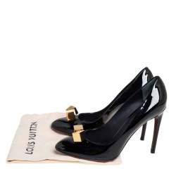 Pre Owned Louis Vuitton Black Patent Leather Cube Pumps Size 39