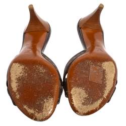 Pre Owned Louis Vuitton Brown Monogram Min Lin Canvas Criss Cross Slide Sandals Size 38.5