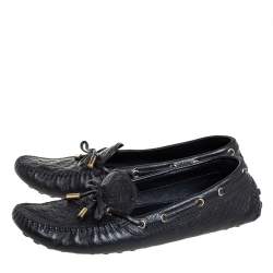 Pre Owned Louis Vuitton Black Monogram Empreinte Leather Gloria Slip On Loafers Size 40