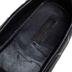 Pre Owned Louis Vuitton Black Monogram Empreinte Leather Gloria Slip On Loafers Size 40
