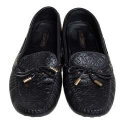 Pre Owned Louis Vuitton Black Monogram Empreinte Leather Gloria Slip On Loafers Size 40