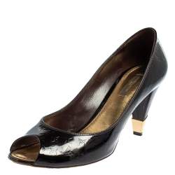 Pre Owned حذاء كعب عالي لوي فيتون نو داوت فيرنيه مونوغرامي أسود مقاس 38.5