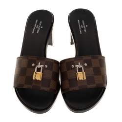 Pre Owned صندل سلايد لوي فيتون لوك إت جلد كانفاس دامييه أبيني بني مقاس 38.5