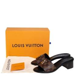 Pre Owned صندل سلايد لوي فيتون لوك إت جلد كانفاس دامييه أبيني بني مقاس 38.5