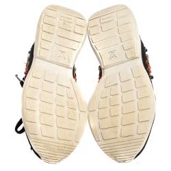 Pre Owned حذاء رياضي لوي فيتون شبك وجلد لامع أسود مزخرف كريستال منخفض من أعلى مقاس 37