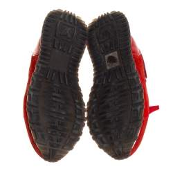 Pre Owned Louis Vuitton Red Perforated Suede Run Away Low Top Sneakers Size 37.5