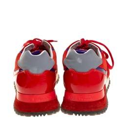Pre Owned Louis Vuitton Red Perforated Suede Run Away Low Top Sneakers Size 37.5
