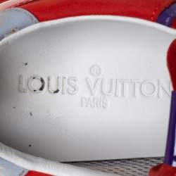 Pre Owned Louis Vuitton Red Perforated Suede Run Away Low Top Sneakers Size 37.5