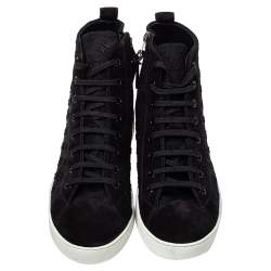مملوكة مسبقًا Louis Vuitton Black Monogram Suede High Top Sneakers Size 39