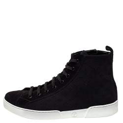 مملوكة مسبقًا Louis Vuitton Black Monogram Suede High Top Sneakers Size 39