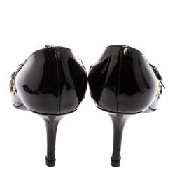 Pre Owned Louis Vuitton Black Patent Leather Pointed Toe Pumps Size 37.5