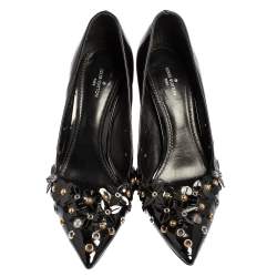 Pre Owned Louis Vuitton Black Patent Leather Pointed Toe Pumps Size 37.5