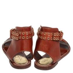 مملوكة مسبقًا Louis Vuitton Brown Monogram Canvas And Leather Passenger Flat Ankle Cuff Sandals Size 41
