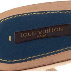 مملوكة مسبقًا Louis Vuitton Blue Monogram Denim and Leather Bow Detail Slides Sandals Size 39.5