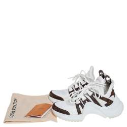 Louis Vuitton White/Brown Leather And Monogram Canvas Archlight Sneakers Size 37