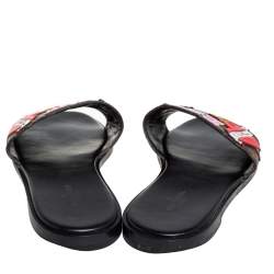 Pre Owned Louis Vuitton Brown/Beige Monogram Canvas Heart Flat Slides Size 36
