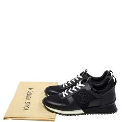 Louis Vuitton Black Mesh And Leather Run Away Sneakers Size 38.5