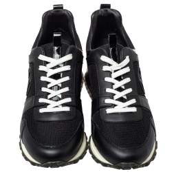 Louis Vuitton Black Mesh And Leather Run Away Sneakers Size 38.5