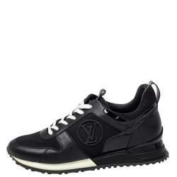 Louis Vuitton Black Mesh And Leather Run Away Sneakers Size 38.5