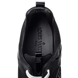 Louis Vuitton Black Mesh And Leather Run Away Sneakers Size 38.5