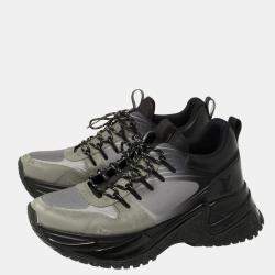 حذاء رياضي لوي فيتون ران اواي بولس شبكة وجلد رصاصي/أسود منخفض من أعلى مقاس 35