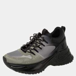حذاء رياضي لوي فيتون ران اواي بولس شبكة وجلد رصاصي/أسود منخفض من أعلى مقاس 35