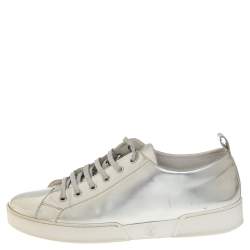 Pre Owned حذاء رياضي لوي فيتون عنق منخفض جلد فضي مقاس 40