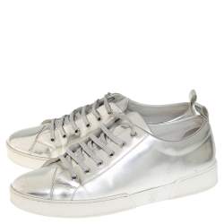 Pre Owned حذاء رياضي لوي فيتون عنق منخفض جلد فضي مقاس 40