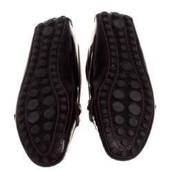Pre Owned Louis Vuitton Burgundy Patent Leather Oxford Loafers Size 37.5